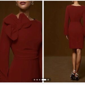 Stylish Red Dress with Bow Accent